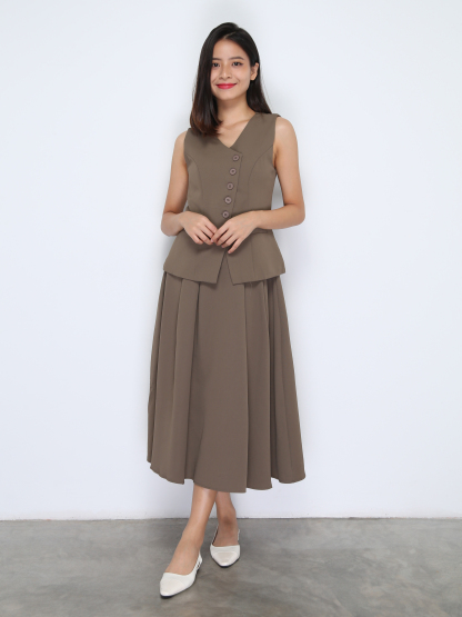 Sleeveless Top With Long Skirt Set 37863