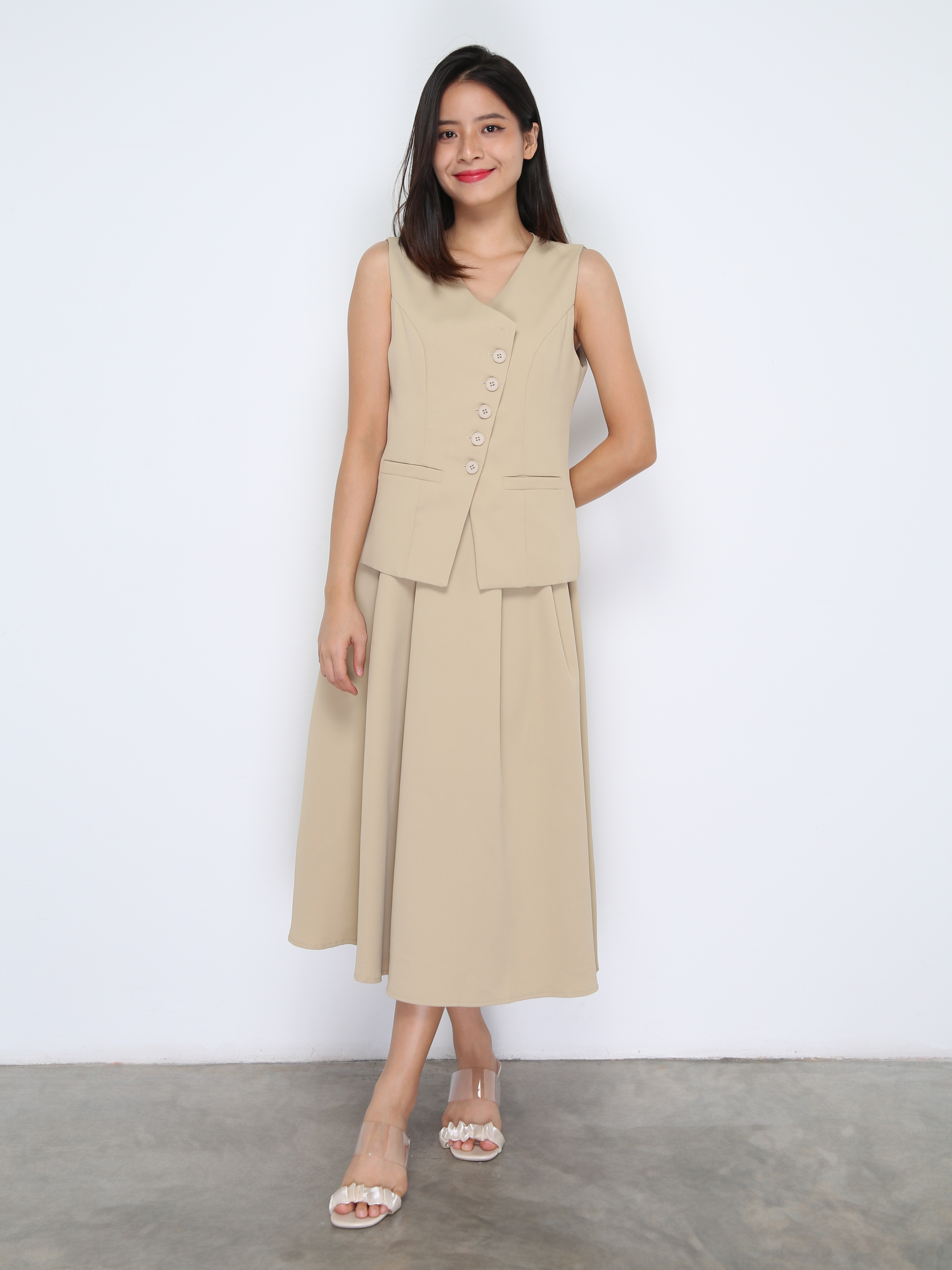Sleeveless Top With Long Skirt Set 37863