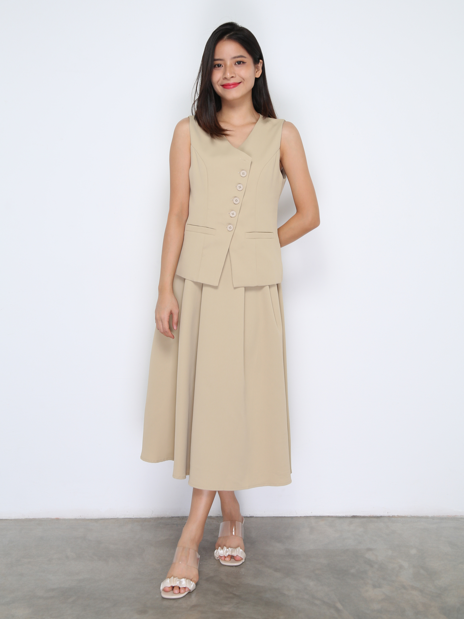 Sleeveless Top With Long Skirt Set 37863