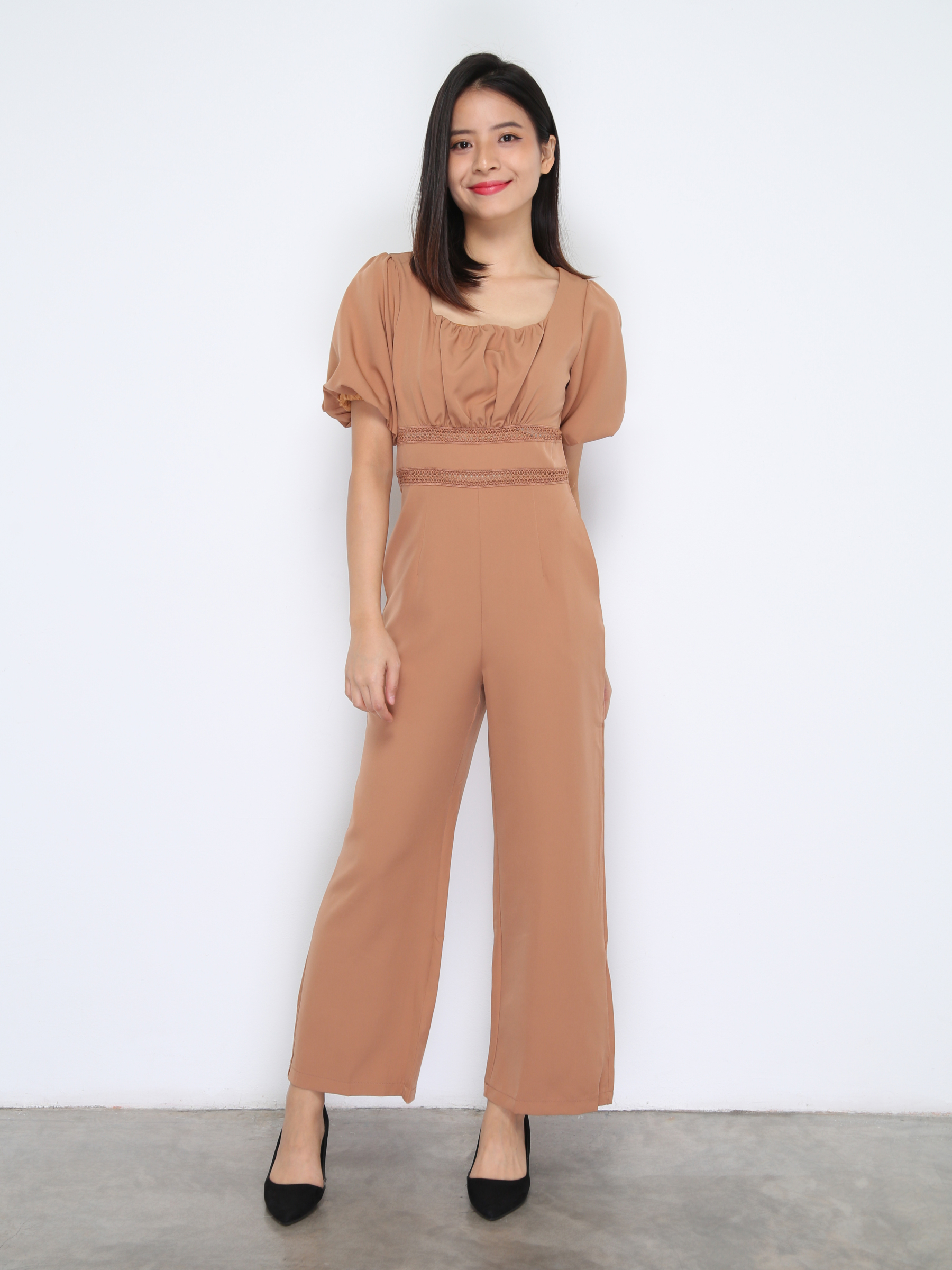Puff Sleeve Back Zip Jumsuit 37871