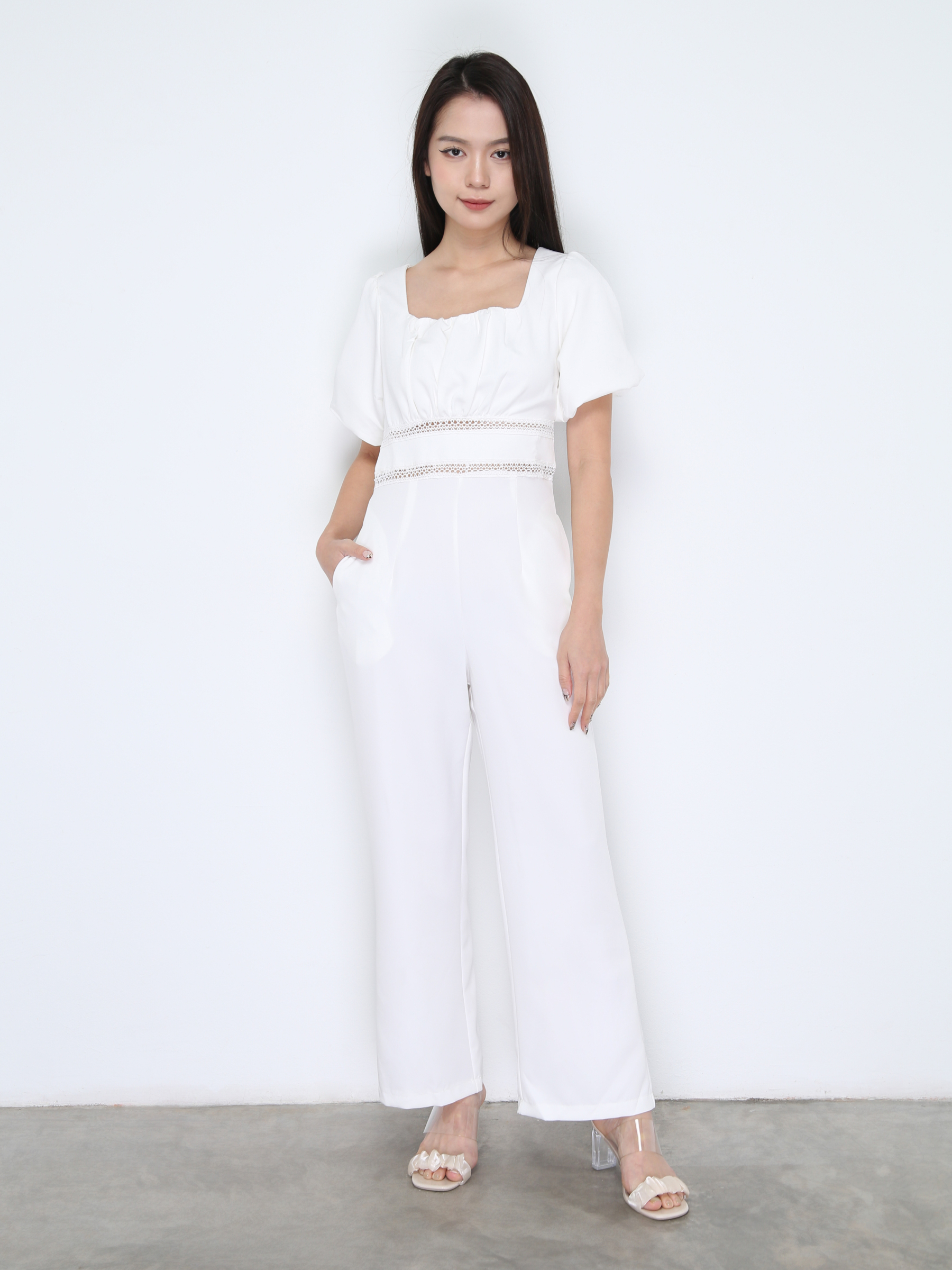 Puff Sleeve Back Zip Jumsuit 37871