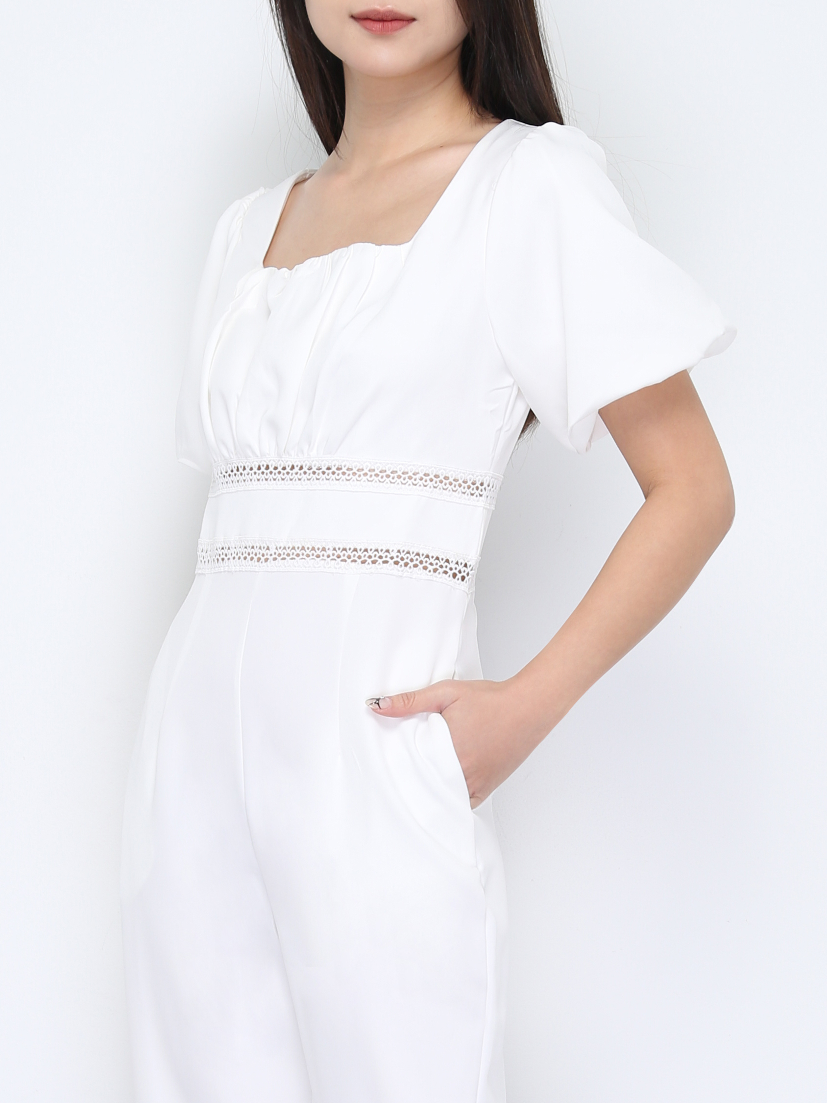 Puff Sleeve Back Zip Jumsuit 37871