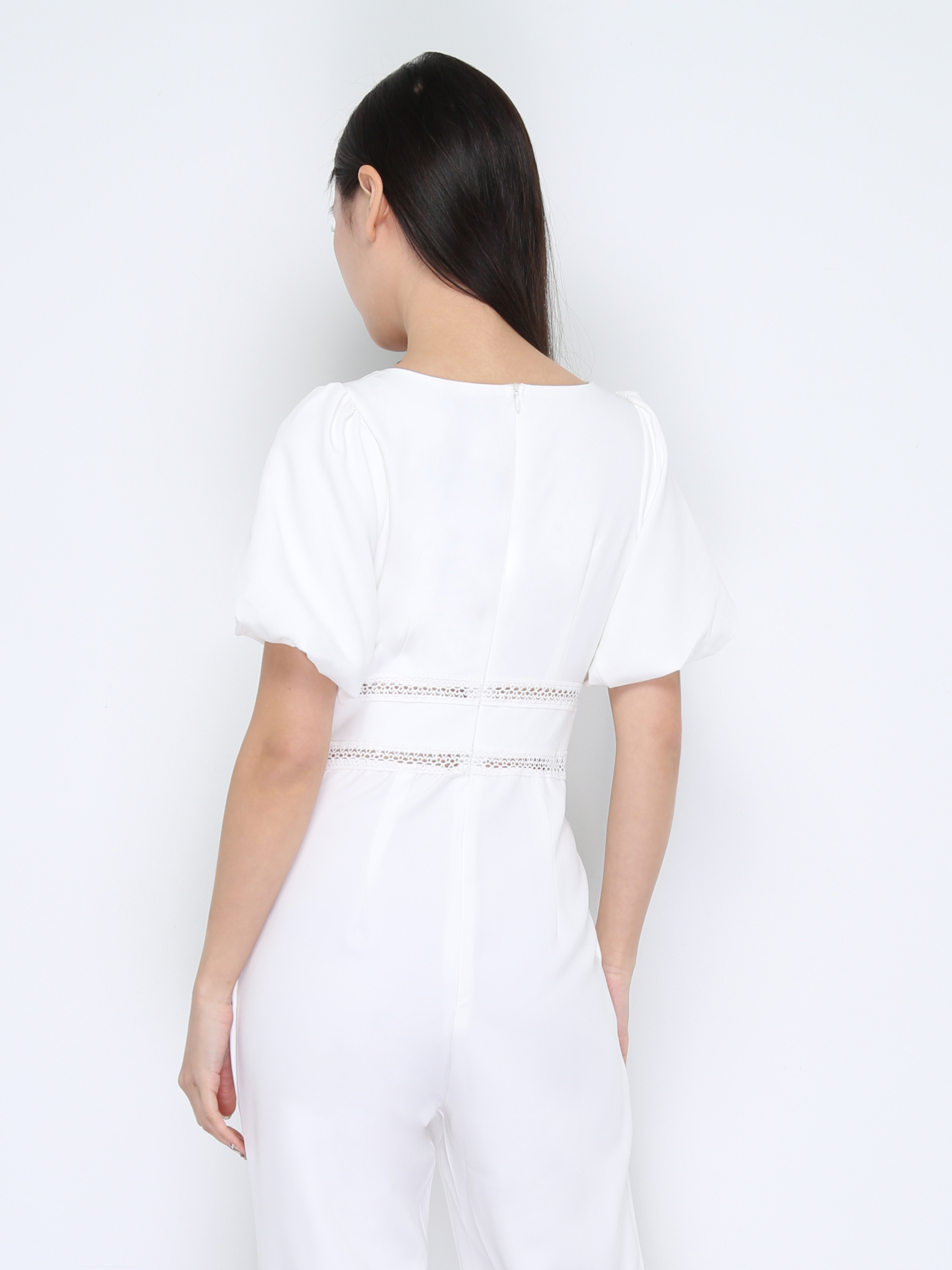 Puff Sleeve Back Zip Jumsuit 37871