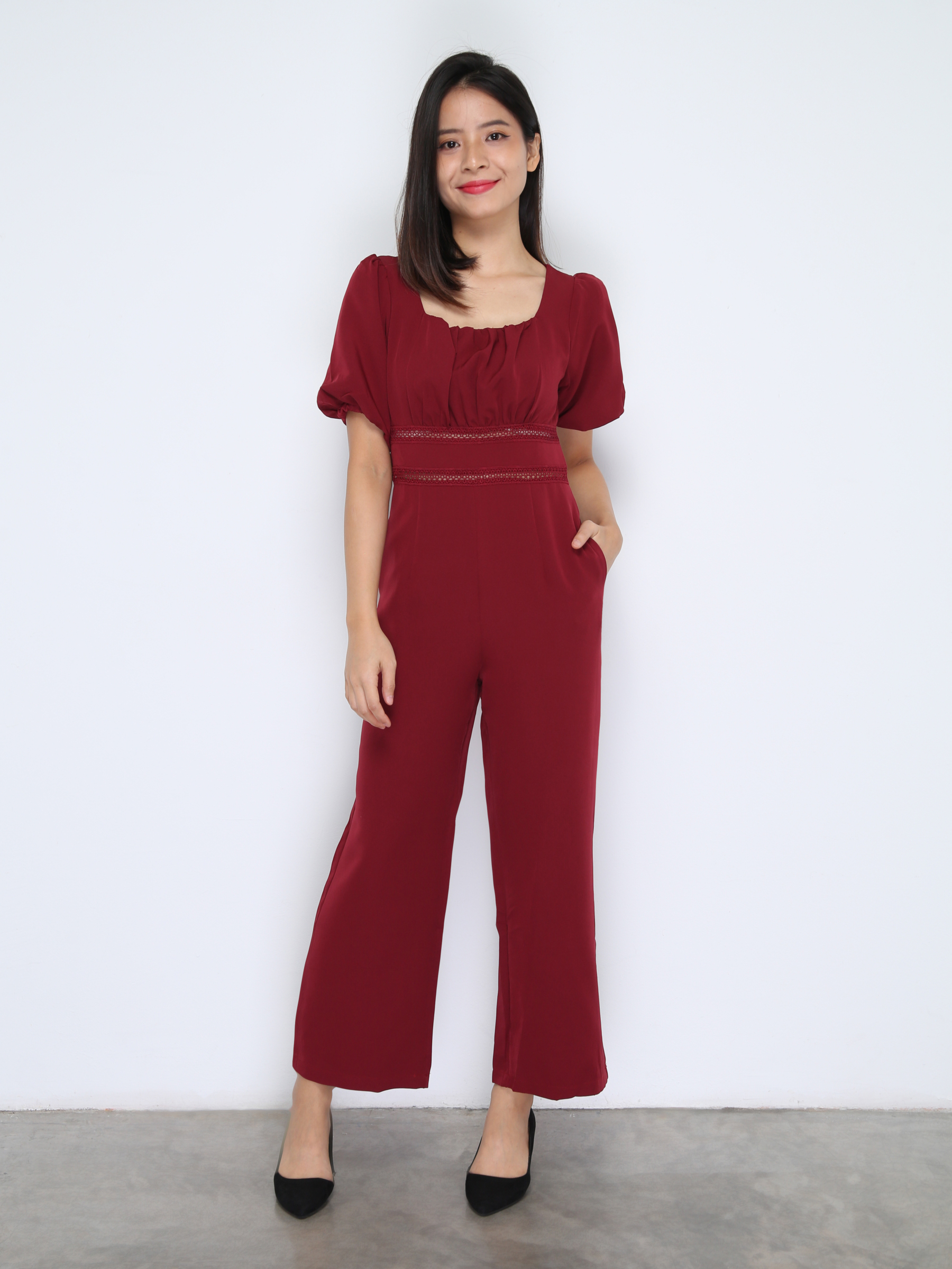 Puff Sleeve Back Zip Jumsuit 37871