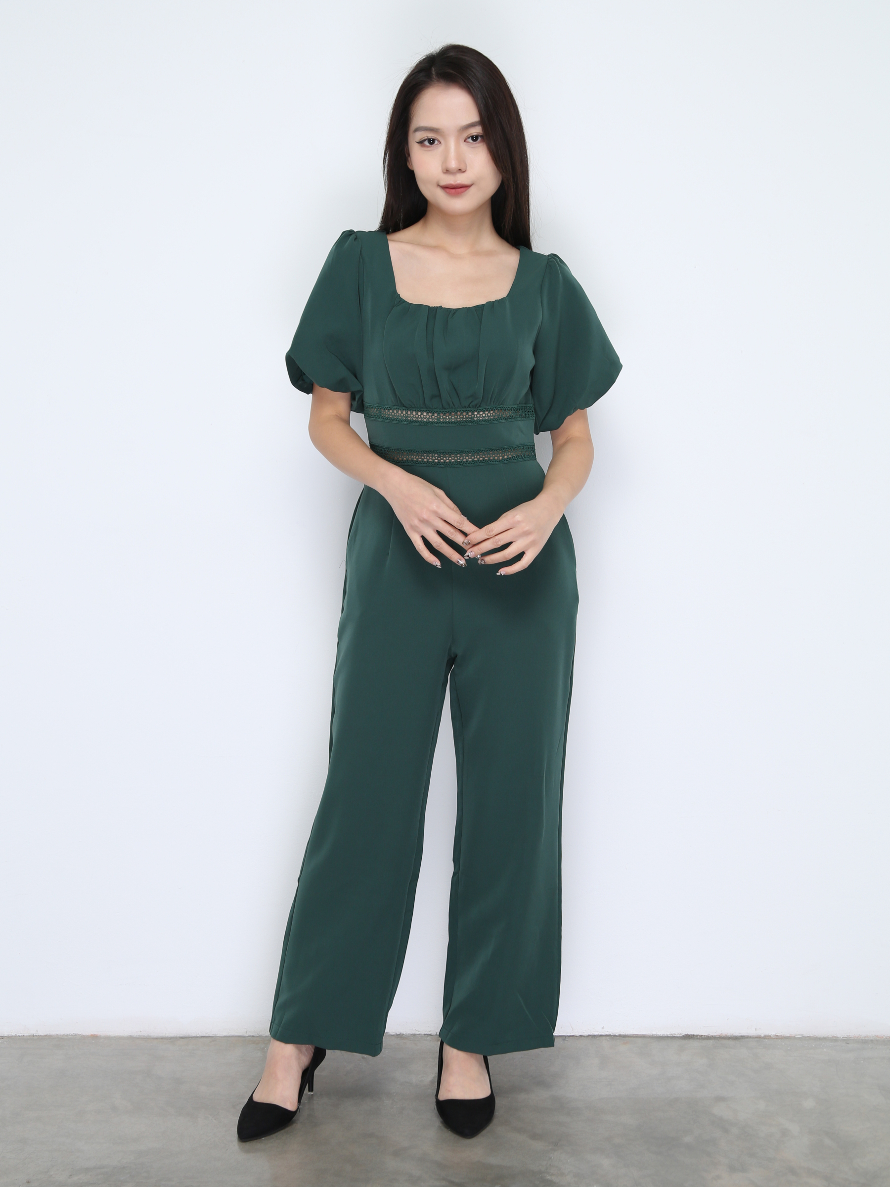 Puff Sleeve Back Zip Jumsuit 37871