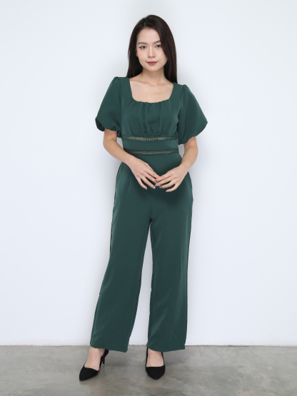 Puff Sleeve Back Zip Jumsuit 37871