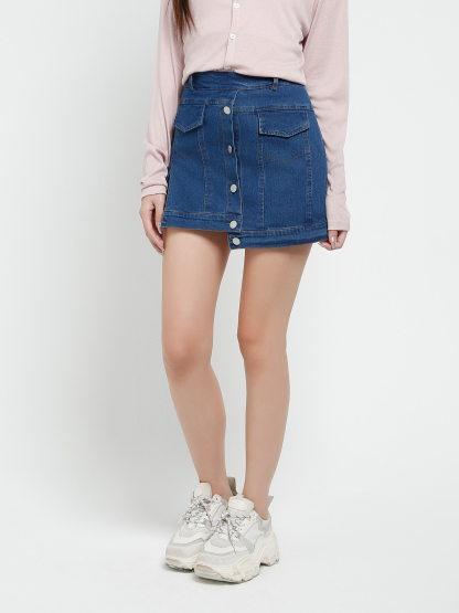Denim Front Button Skirt Pant 37837