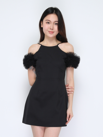 Net Shoulder Decorative Jumpsuit 37897