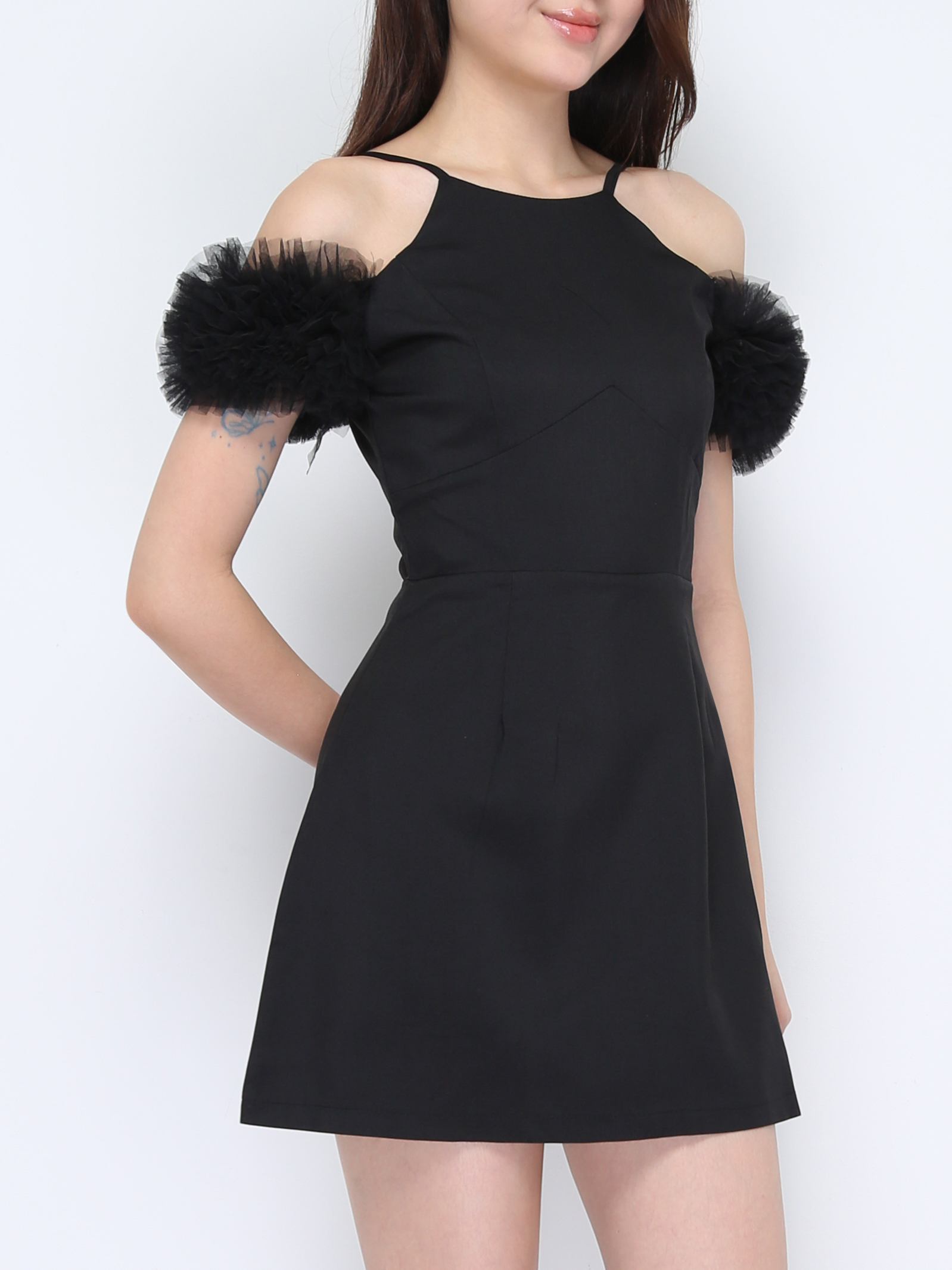 Net Shoulder Decorative Jumpsuit 37897