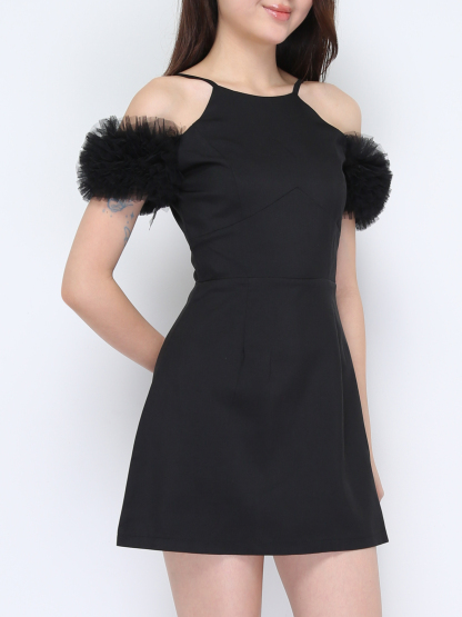 Net Shoulder Decorative Jumpsuit 37897