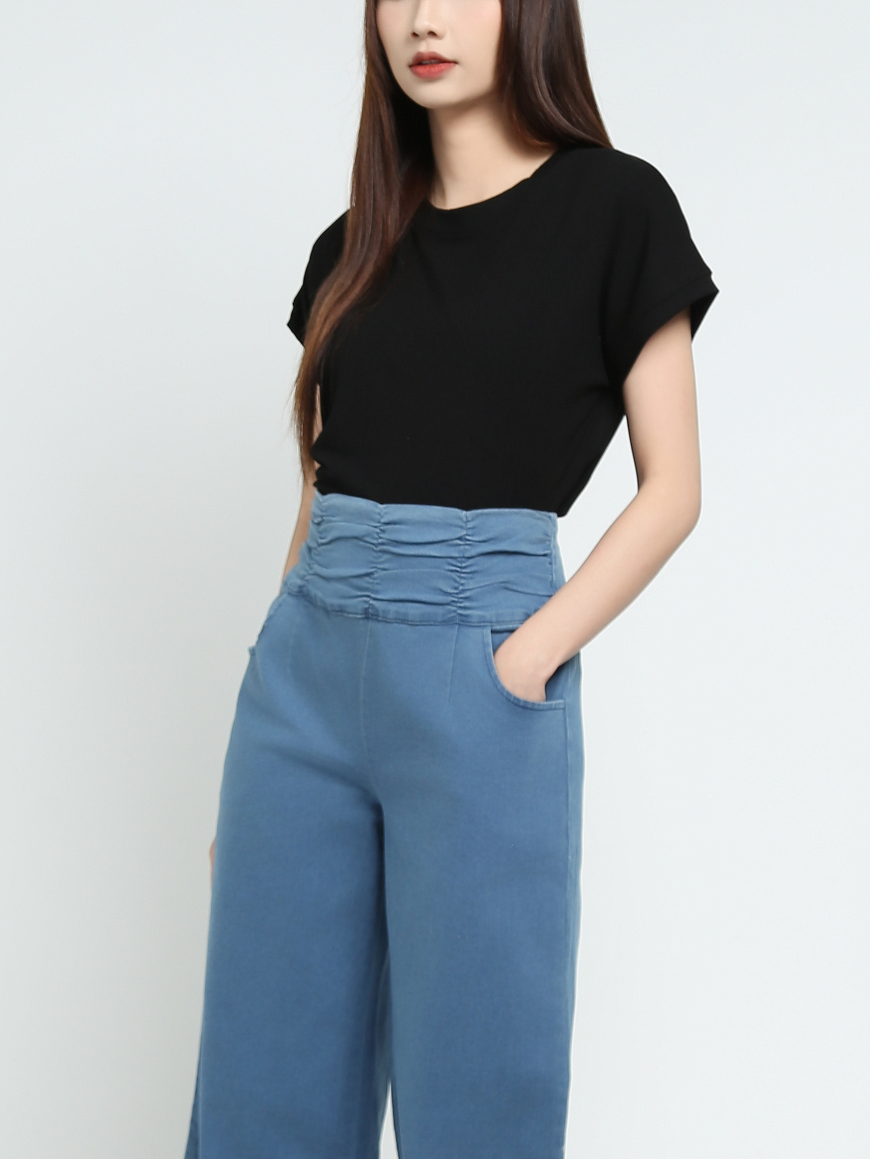 High Waist Denim Long pants 37899