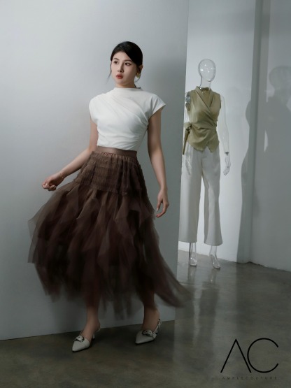 Turtle Neck Pleated Top 37944