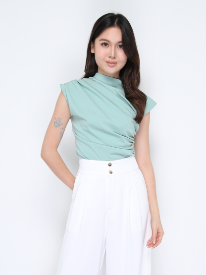 Turtle Neck Pleated Top 37944