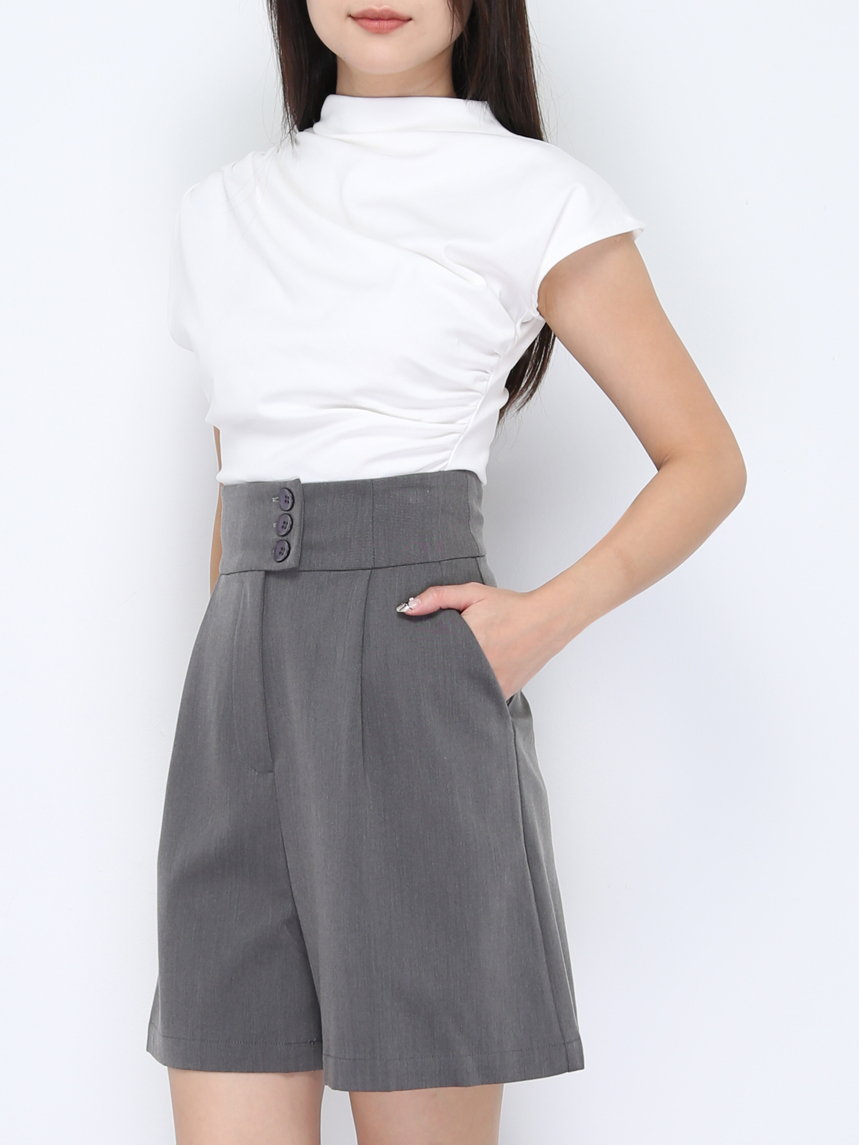 Turtle Neck Pleated Top 37944
