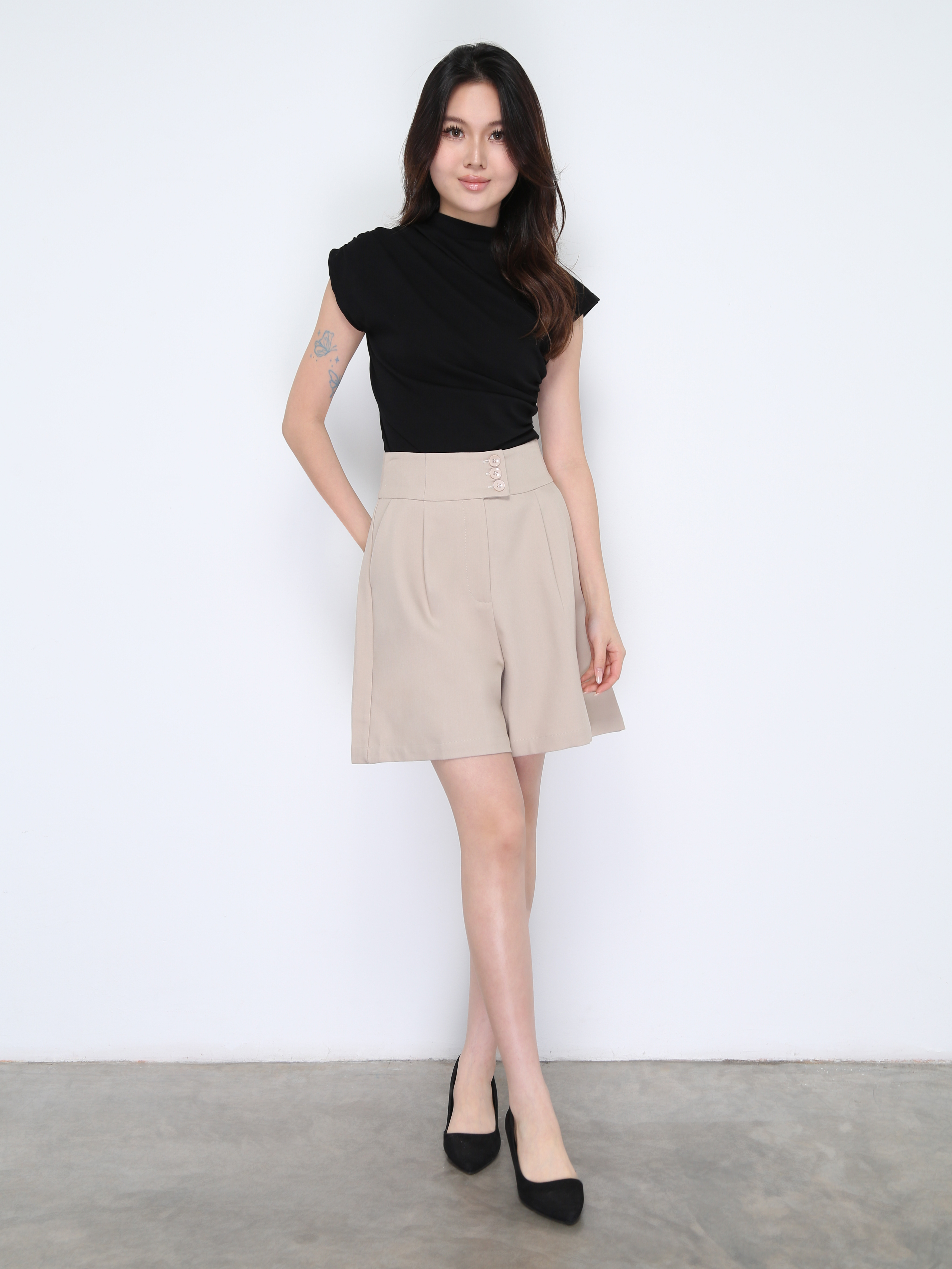 Turtle Neck Pleated Top 37944
