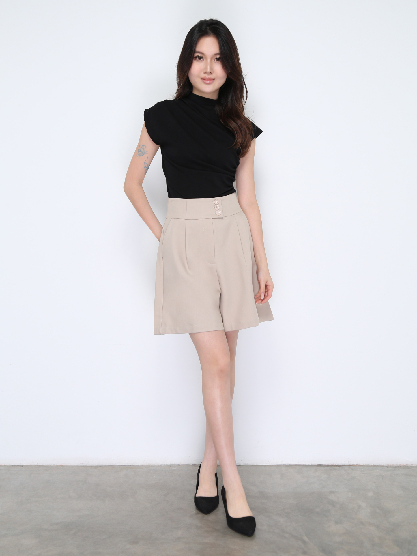 Turtle Neck Pleated Top 37944