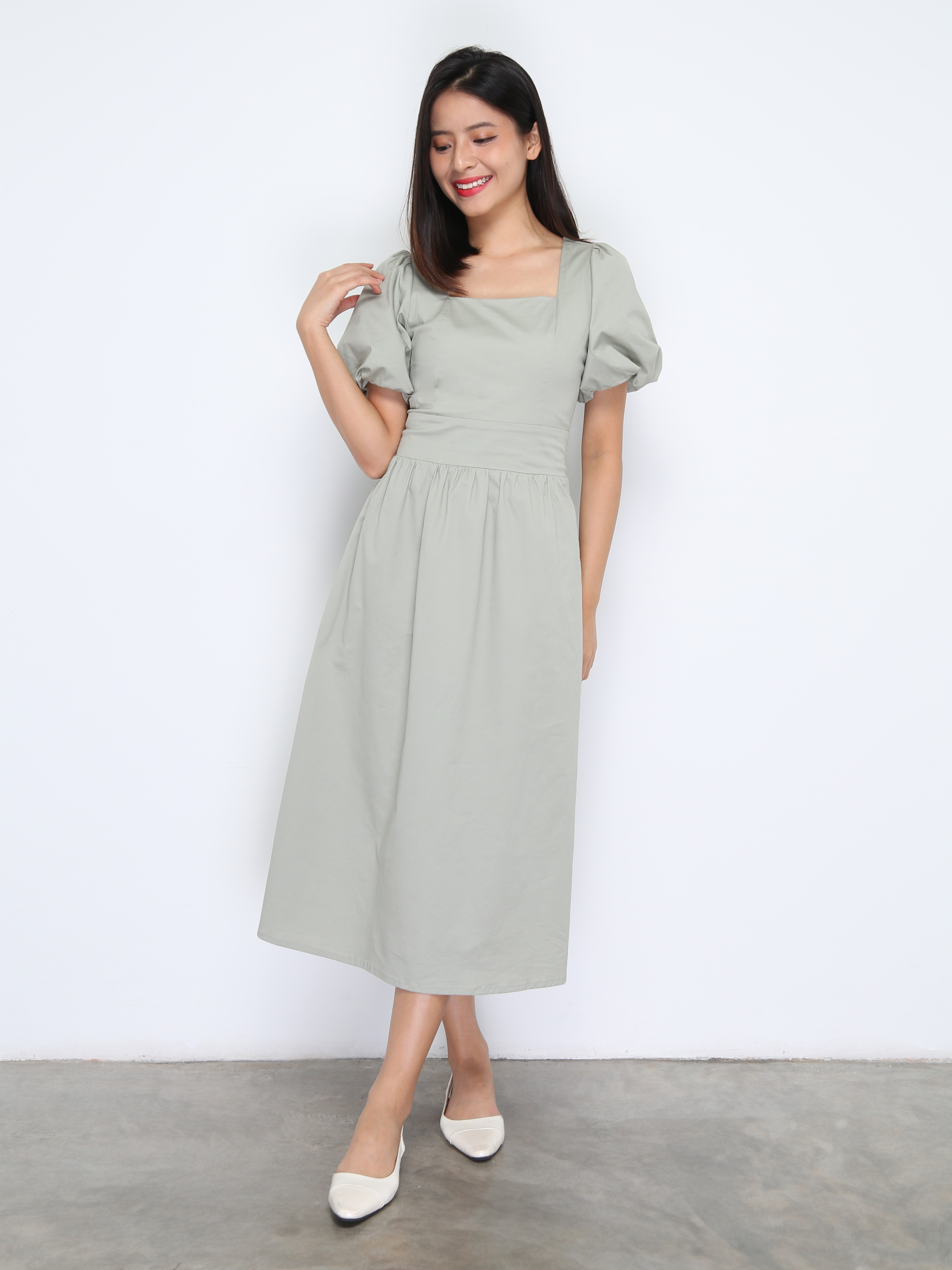 Square Neck Puff Sleeve Dress 37955