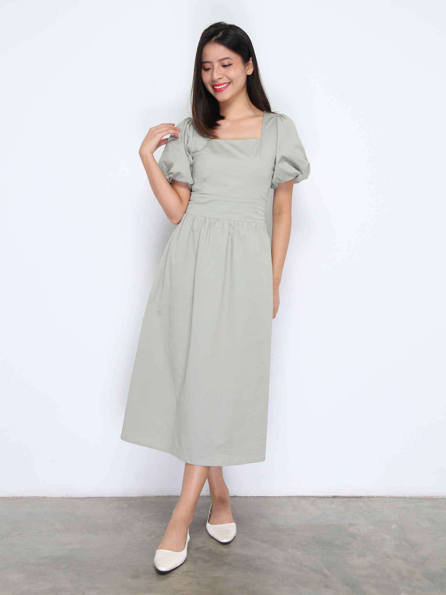 Square Neck Puff Sleeve Dress 37955