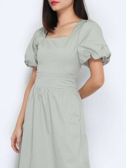 Square Neck Puff Sleeve Dress 37955