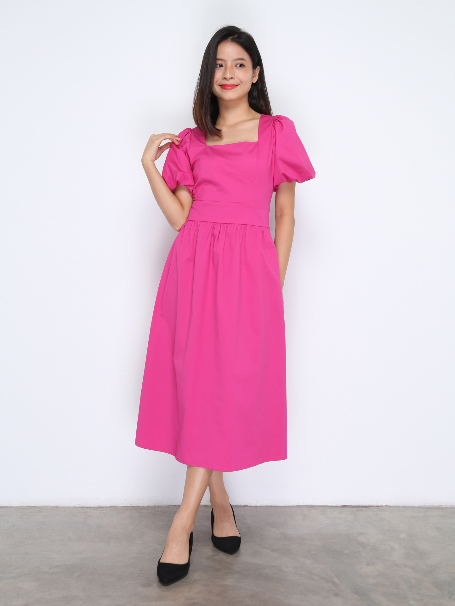 Square Neck Puff Sleeve Dress 37955