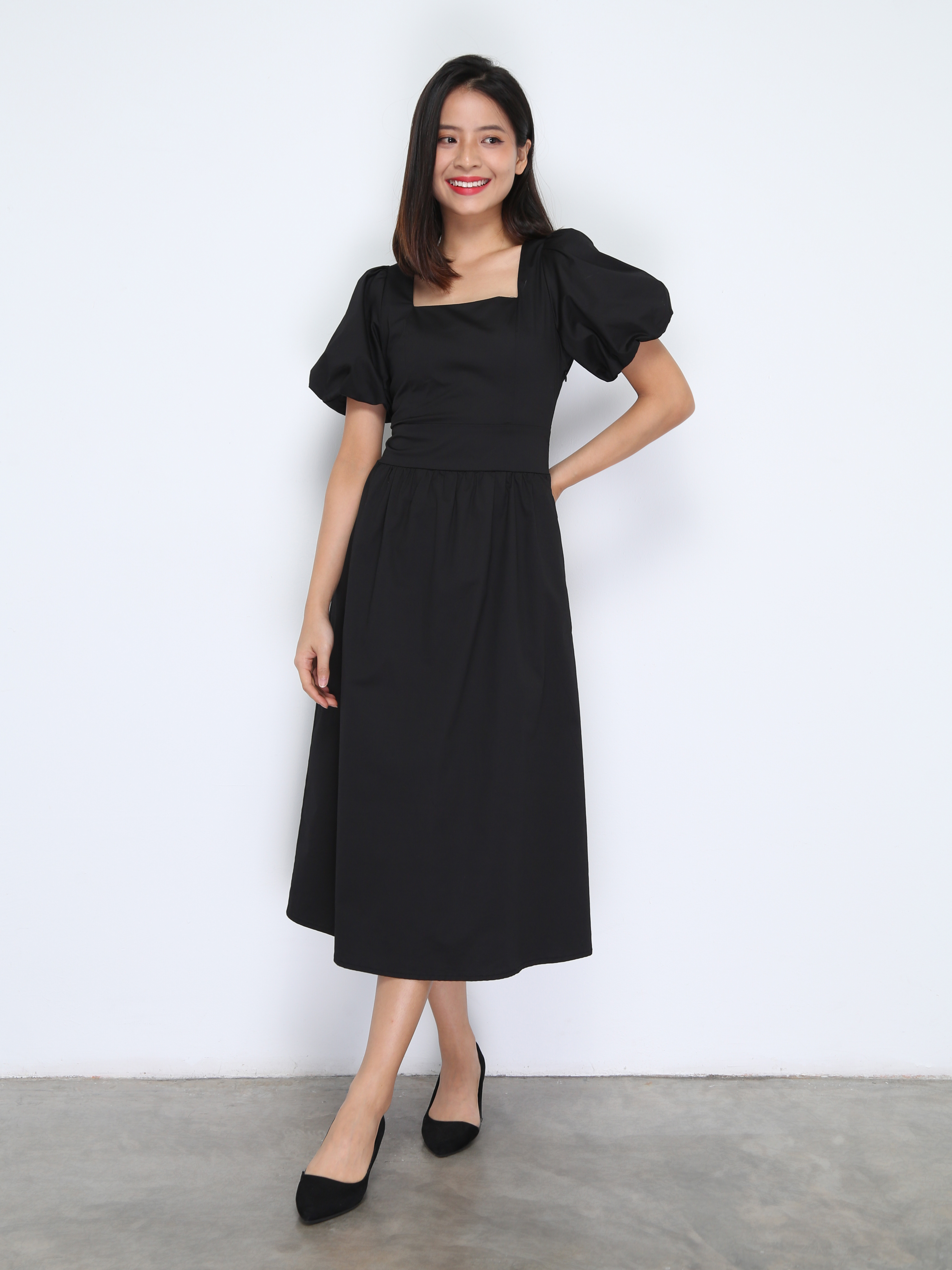 Square Neck Puff Sleeve Dress 37955