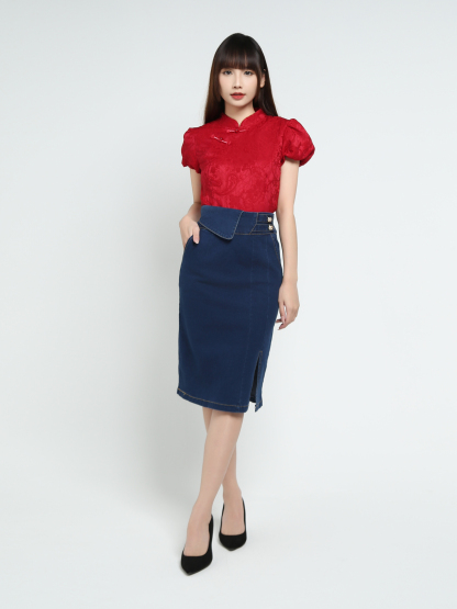 Denim With Split Skirt 37926