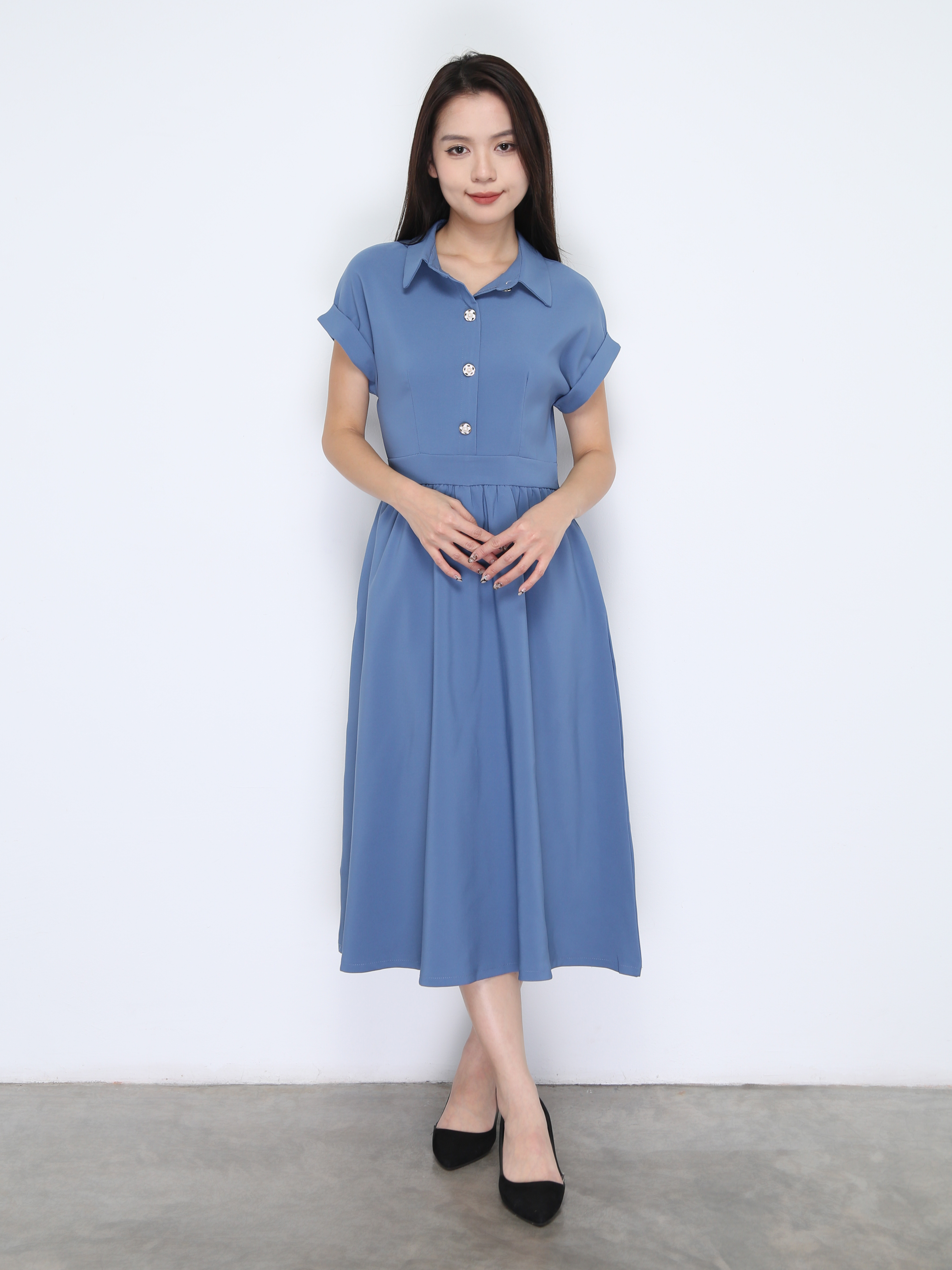 Sleeveless Back Zip Front Button Dress 38022