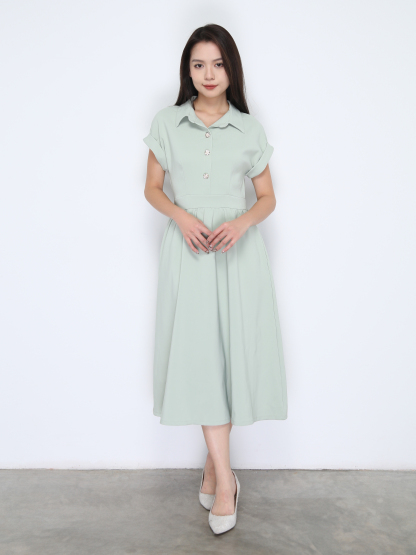 Sleeveless Back Zip Front Button Dress 38022