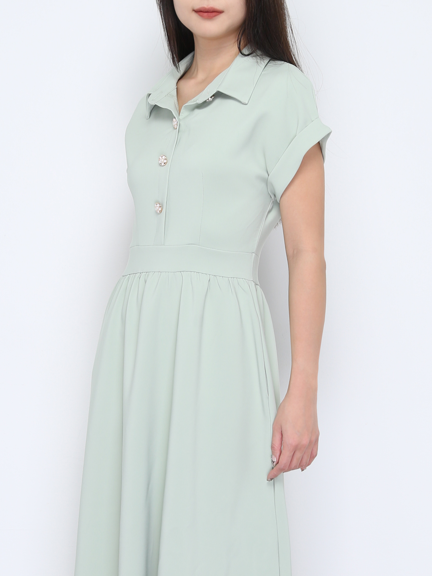 Sleeveless Back Zip Front Button Dress 38022