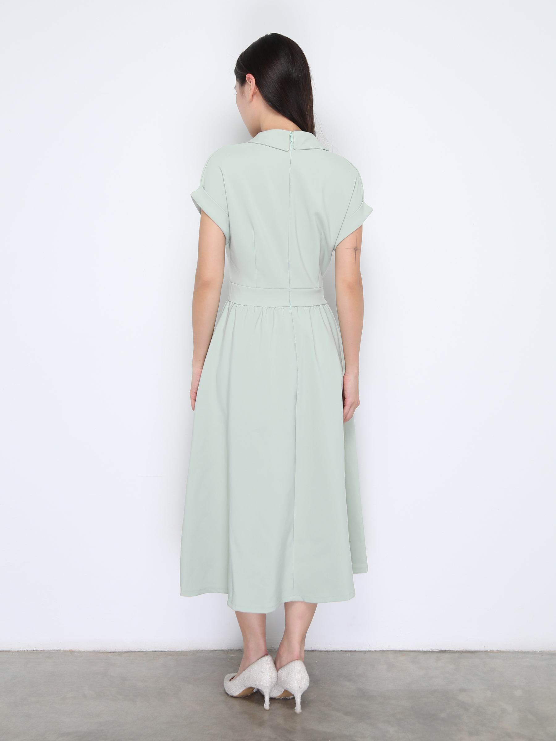 Sleeveless Back Zip Front Button Dress 38022