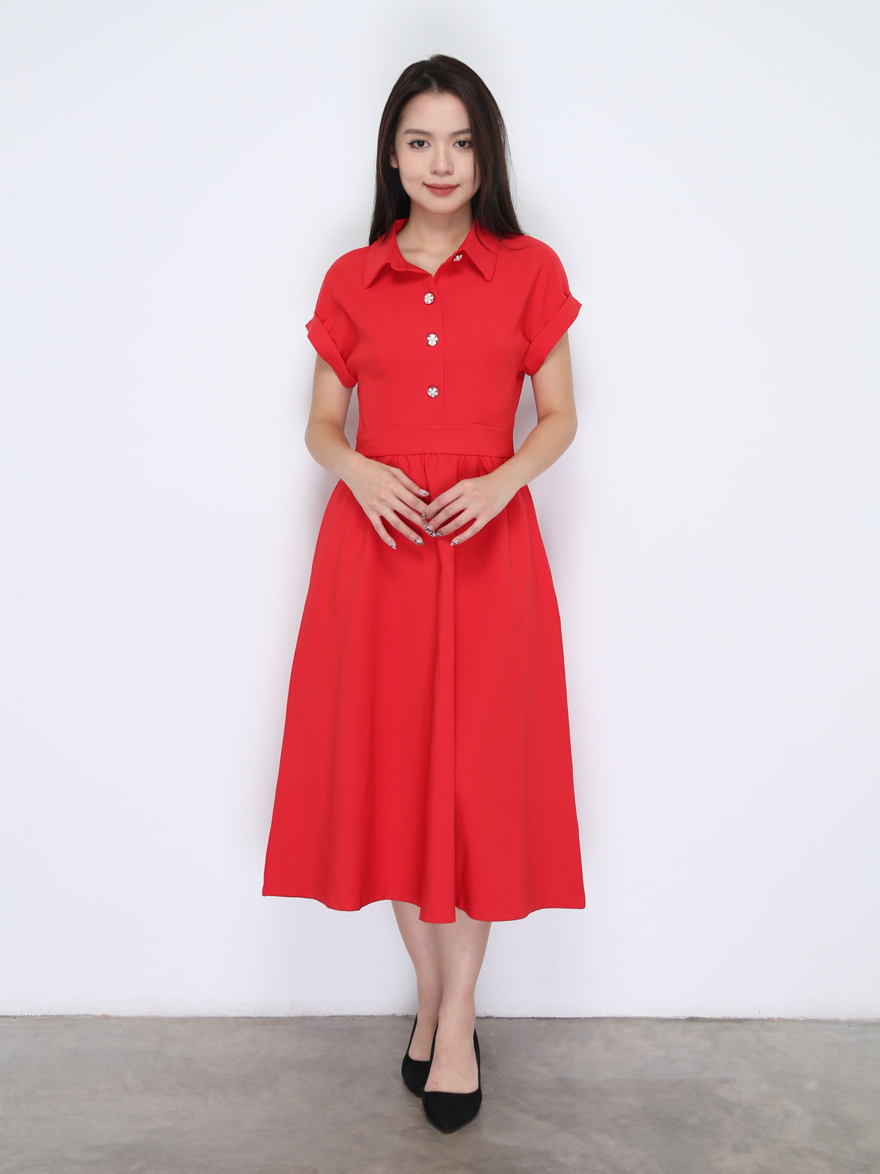 Sleeveless Back Zip Front Button Dress 38022