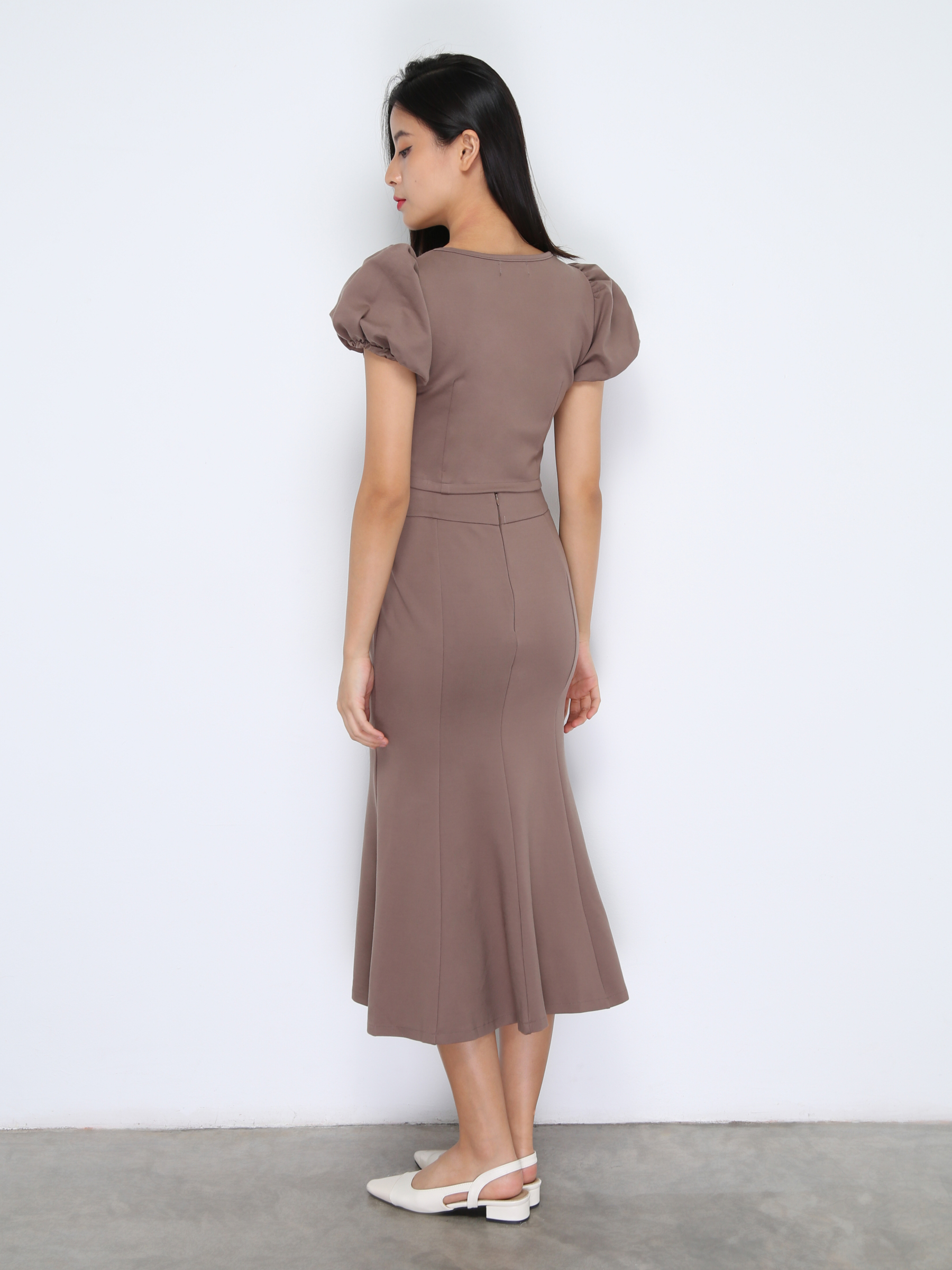 Puff Sleeve Top With Long Skirt Set 38034