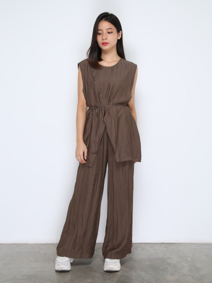 Short Sleeve Top With Long Pant Set 38041