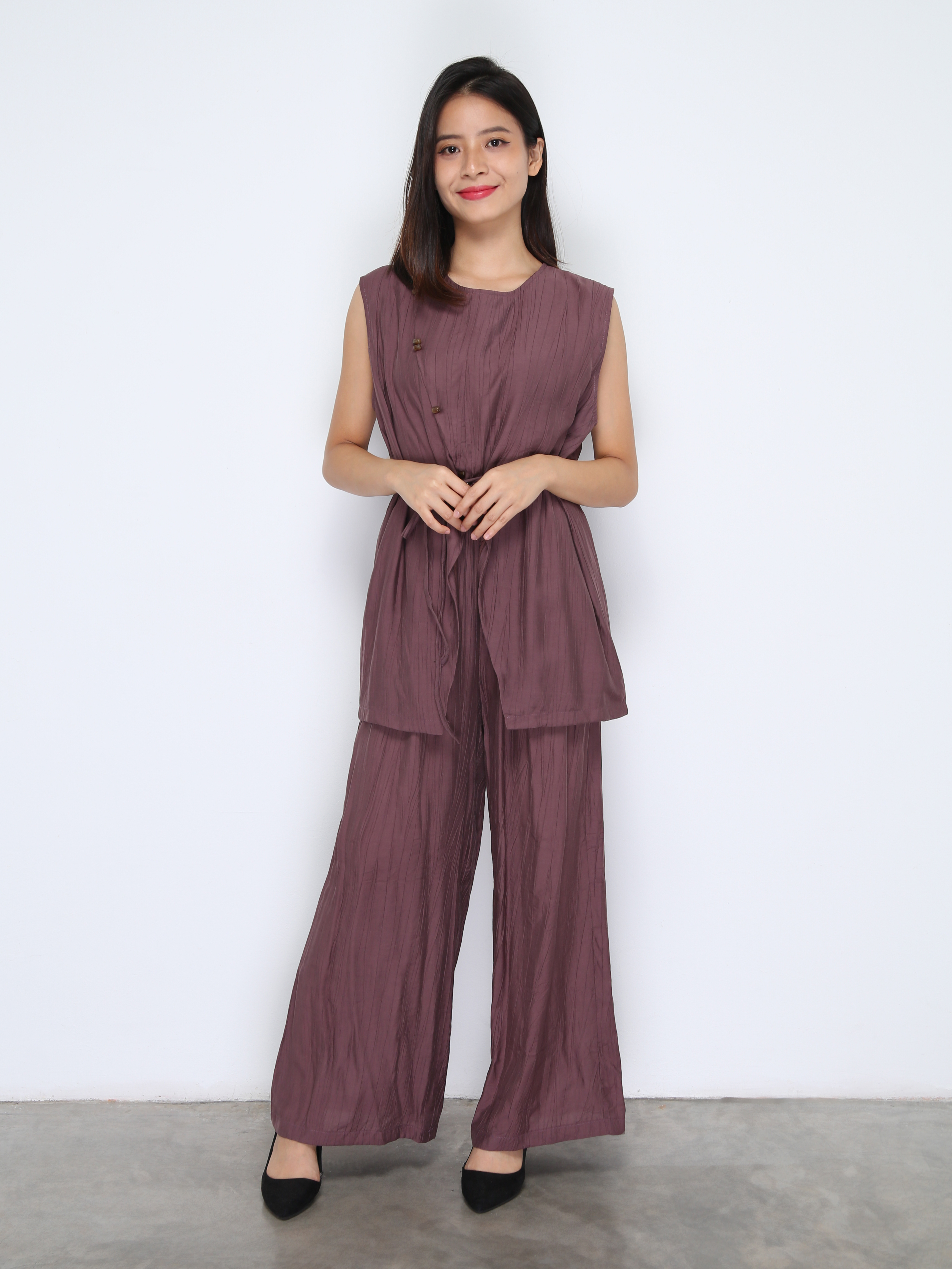 Short Sleeve Top With Long Pant Set 38041