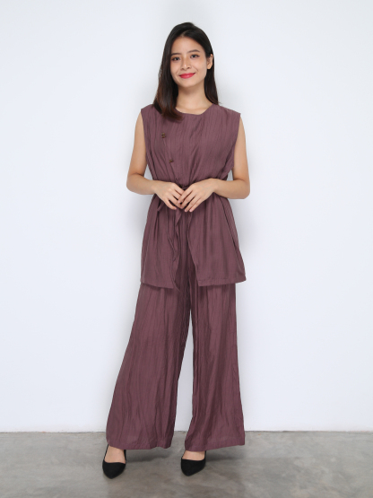 Short Sleeve Top With Long Pant Set 38041