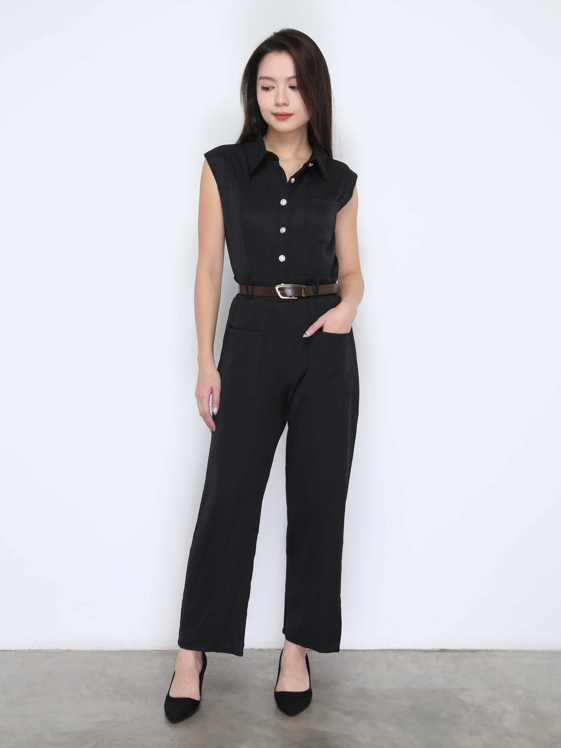 Sleeveless Front Button Jumpsuit 38052