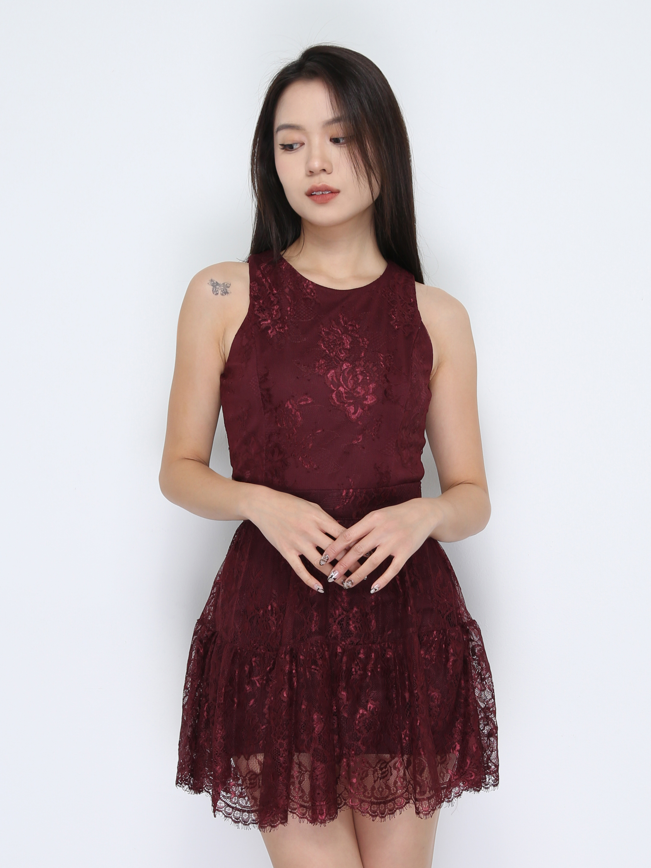 Sleeveless Back Zip Top With Skirt Pant Set 38053