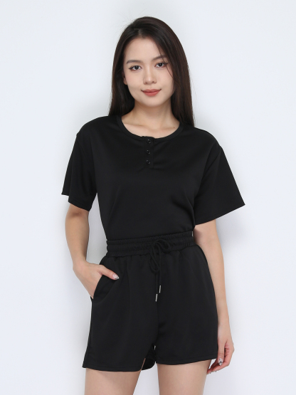 Short Sleeve Top With Short Pant Set 38057