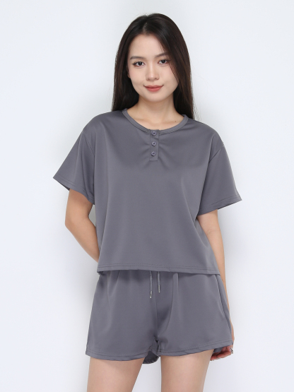 Short Sleeve Top With Short Pant Set 38057