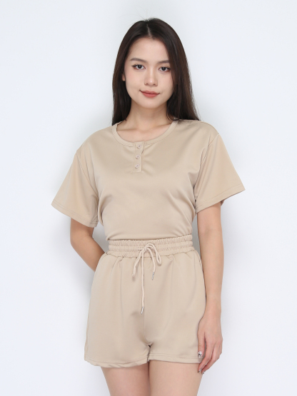 Short Sleeve Top With Short Pant Set 38057