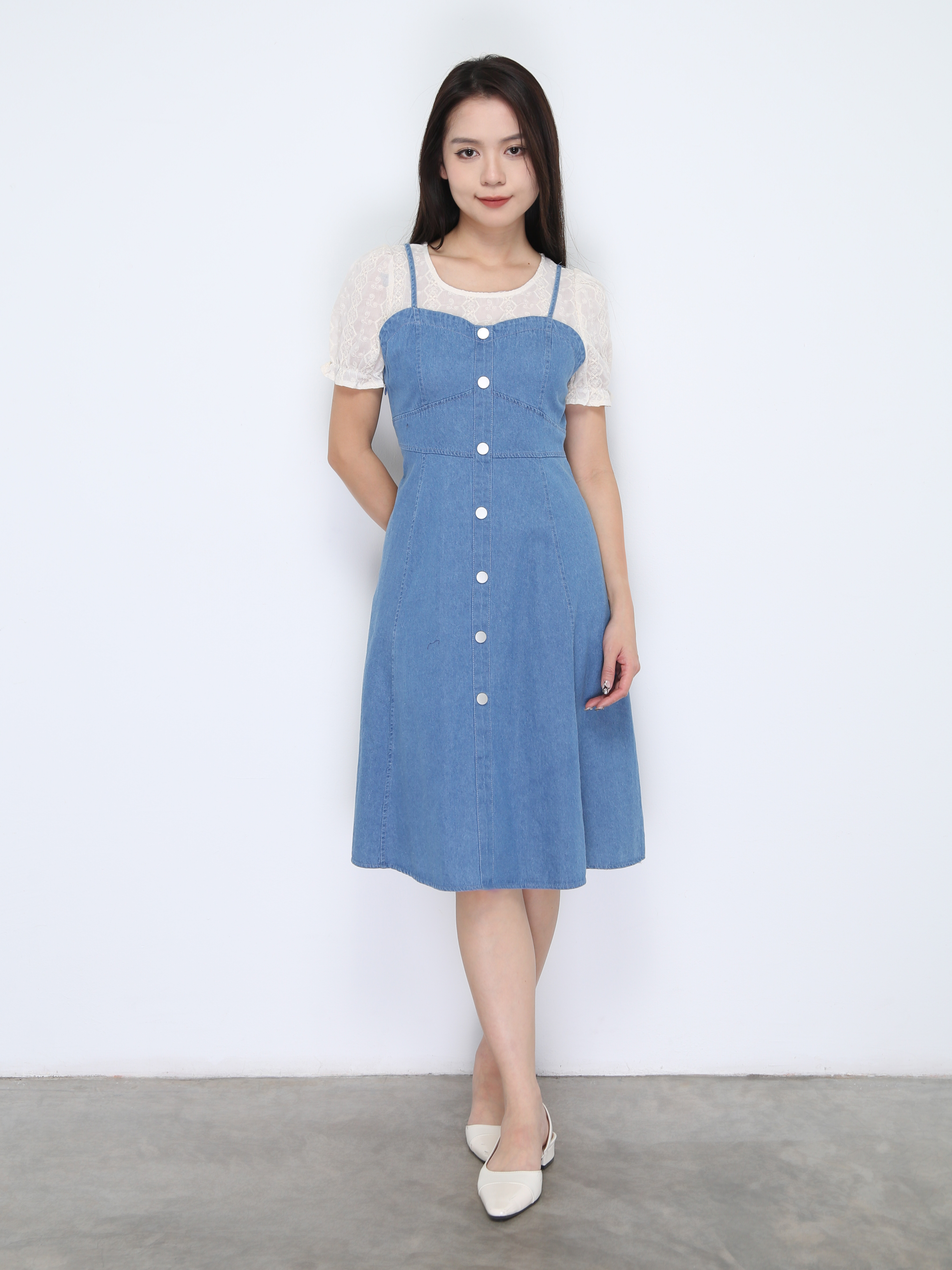Denim Short Sleeve Dress 38060