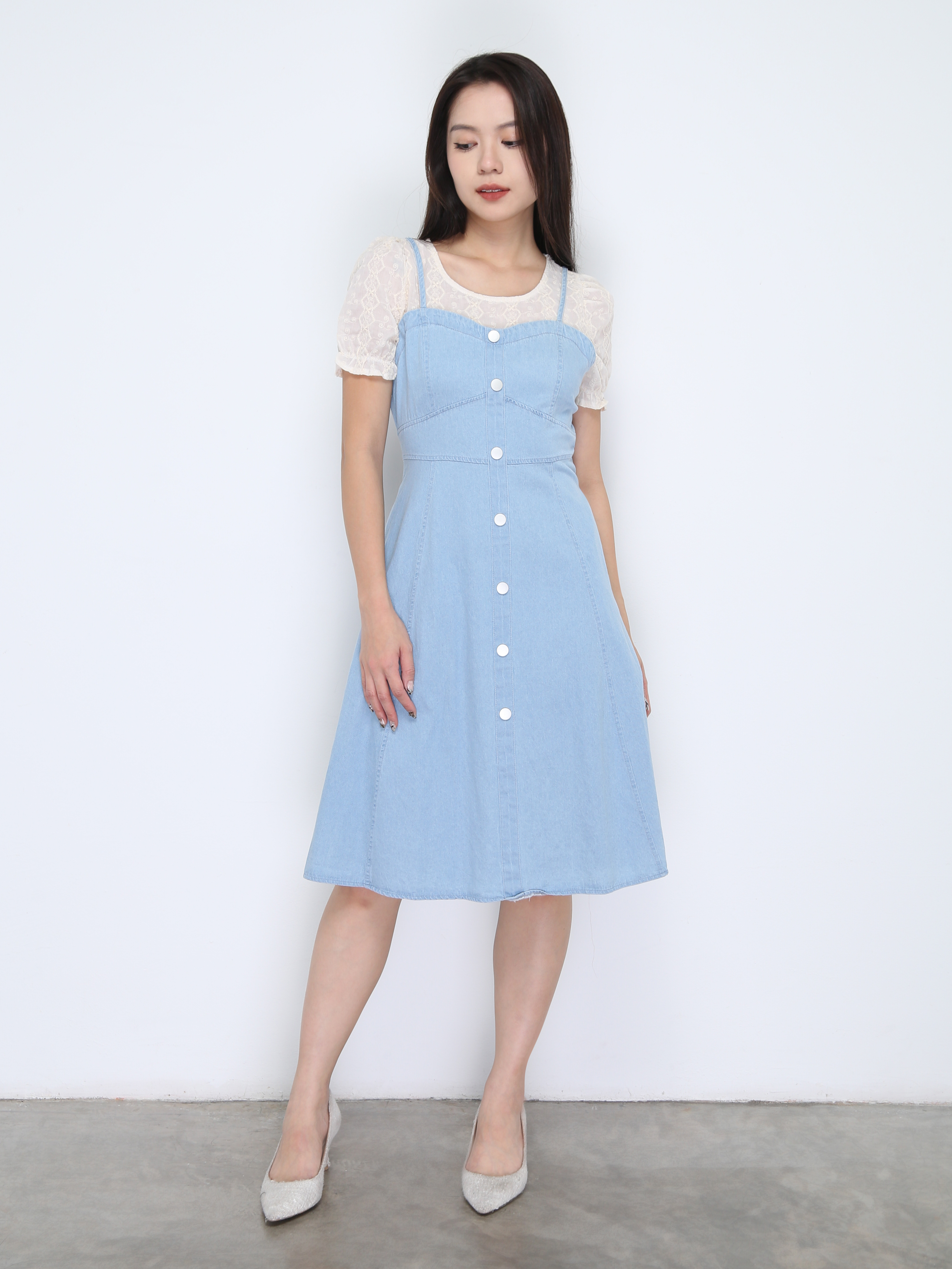 Denim Short Sleeve Dress 38060