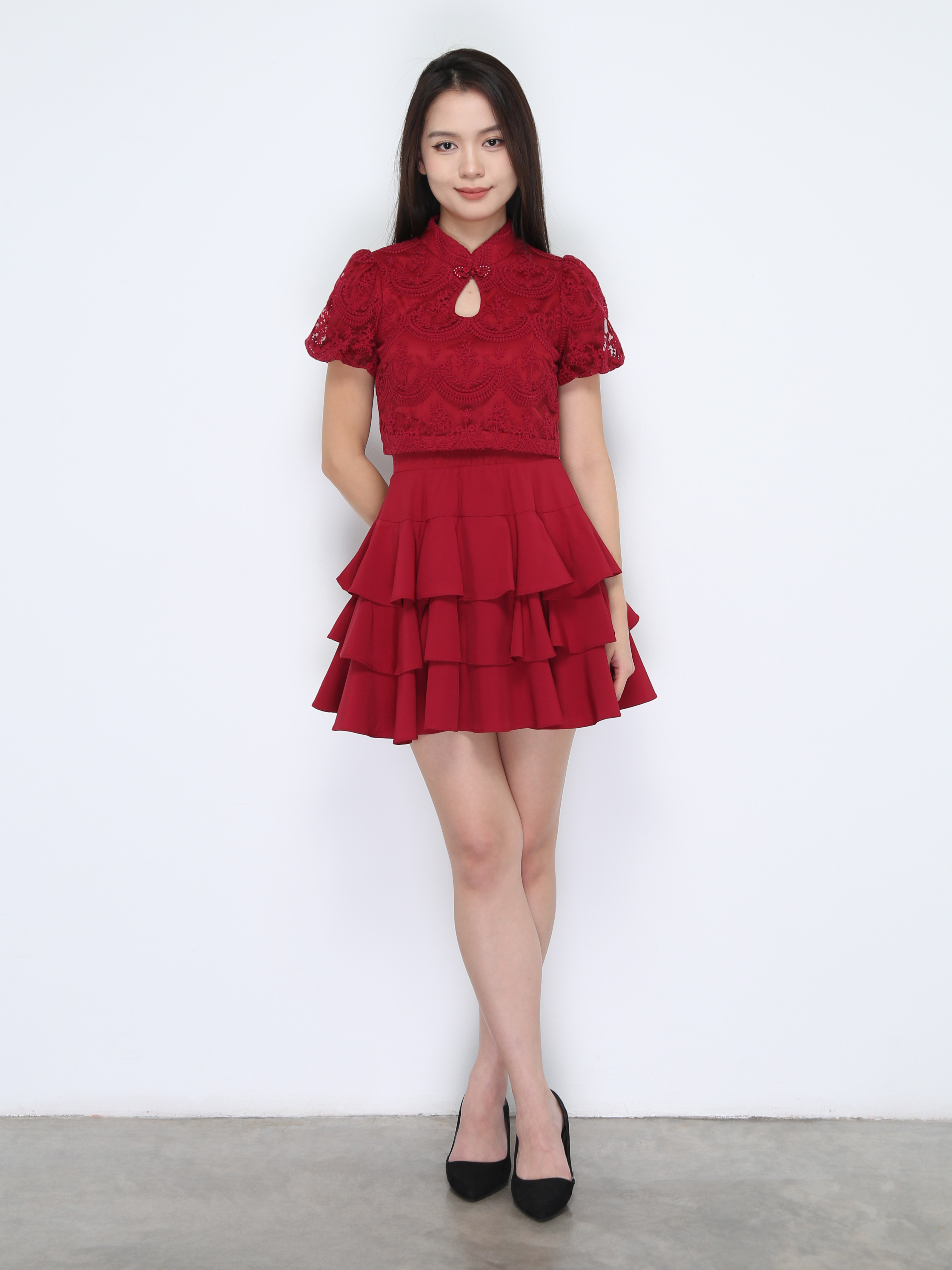 Short Sleeve Top With Skirt Set 38082
