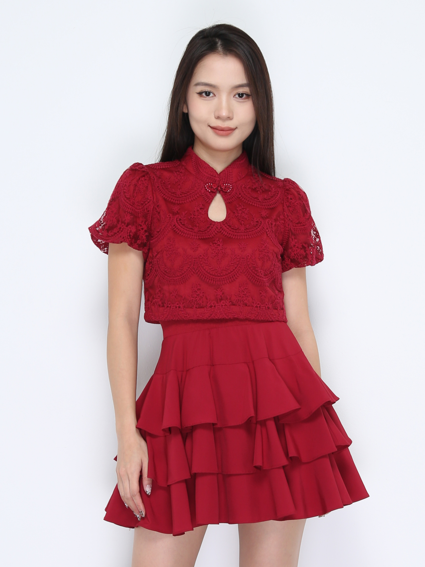 Short Sleeve Top With Skirt Set 38082