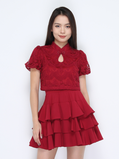 Short Sleeve Top With Skirt Set 38082