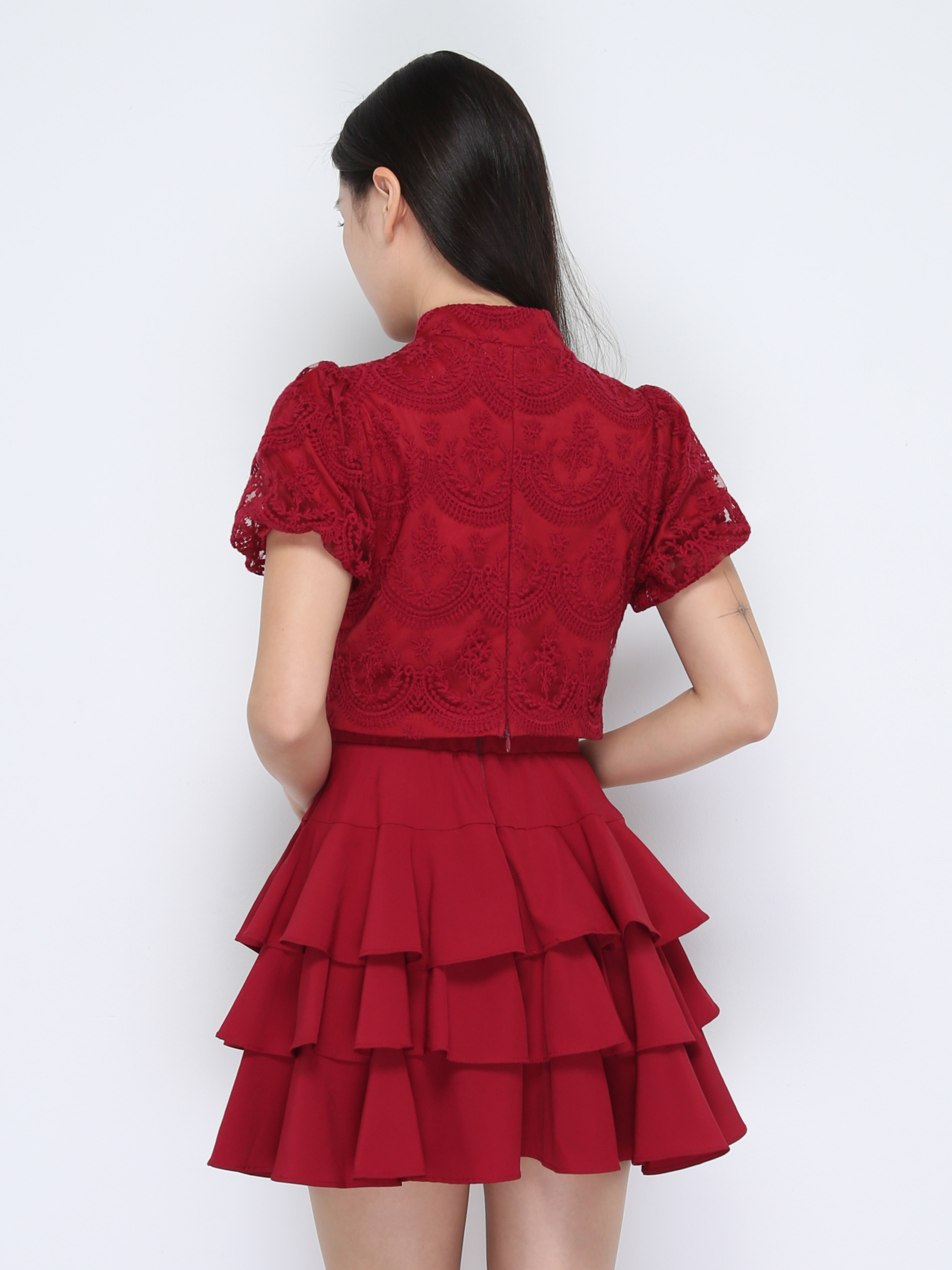 Short Sleeve Top With Skirt Set 38082