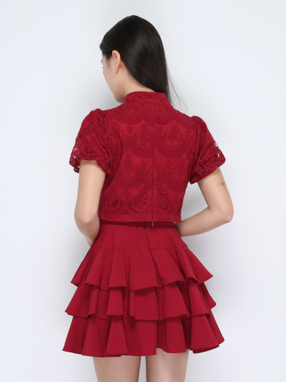 Short Sleeve Top With Skirt Set 38082