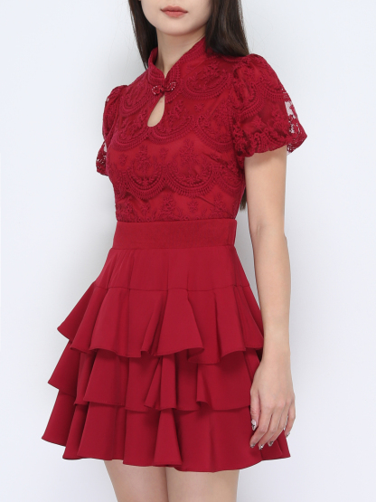 Short Sleeve Top With Skirt Set 38082