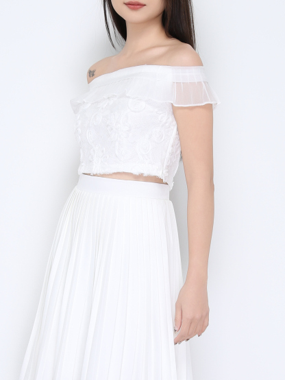 Lace Sleeveless Top With Long Skirt Set 38244