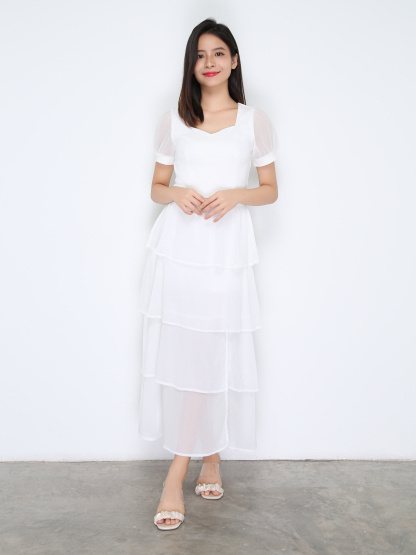 Short Sleeve Top With Chiffon Skirt Set 38255